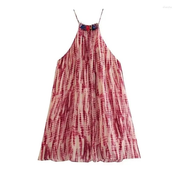 Zara Tie-Dye Halter mini Dress with beaded neckline - Picture 3 of 9